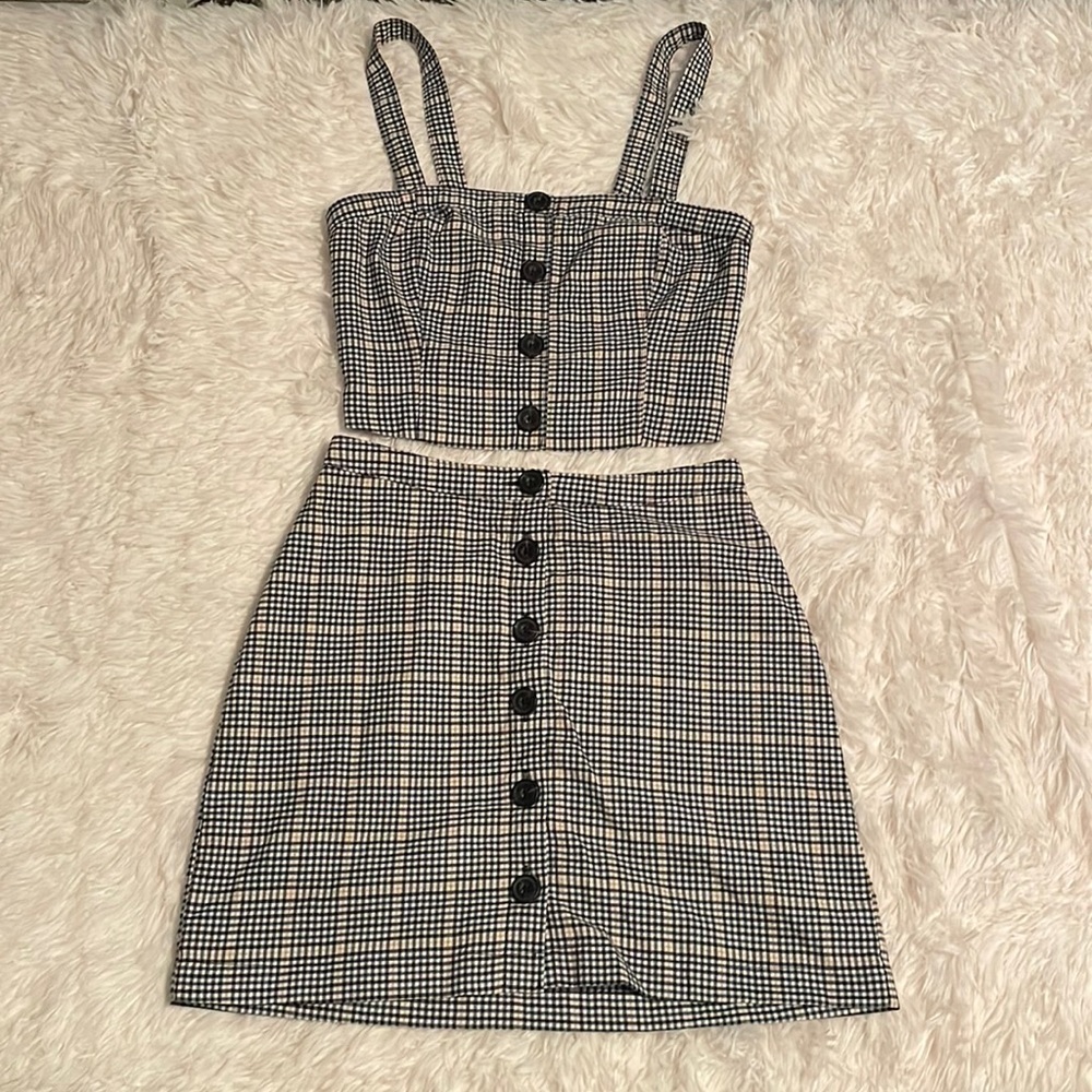plaid skirt set